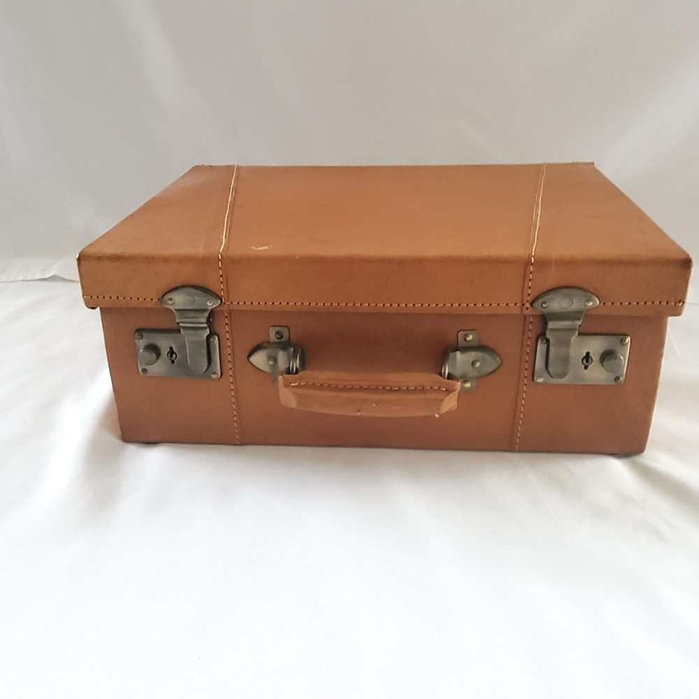 Vintage Leather Overnight Suitcase. Display/ Home Decor/ Travel